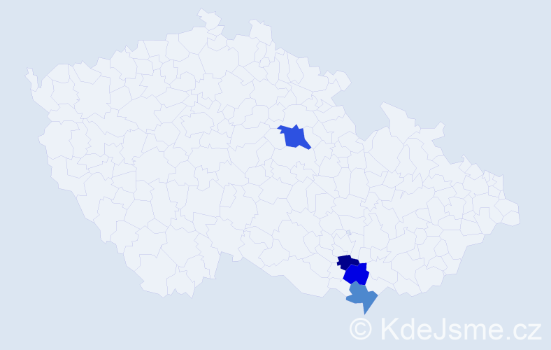 Příjmení: 'Zobáč', počet výskytů 5 v celé ČR