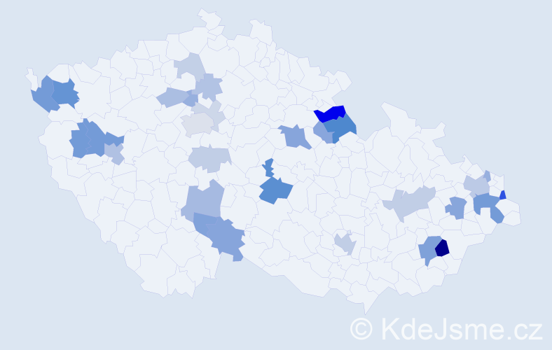 Příjmení: 'Hirková', počet výskytů 74 v celé ČR