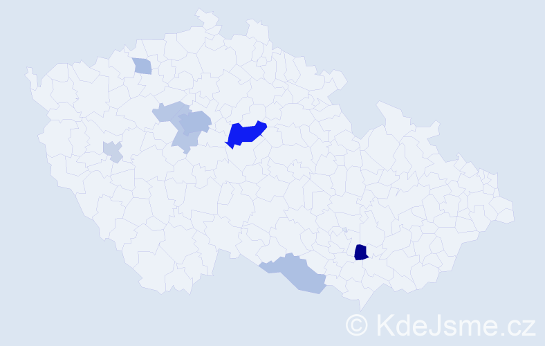 Příjmení: 'Kemza', počet výskytů 21 v celé ČR