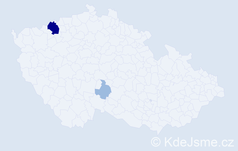 Příjmení: 'Prijmak', počet výskytů 5 v celé ČR