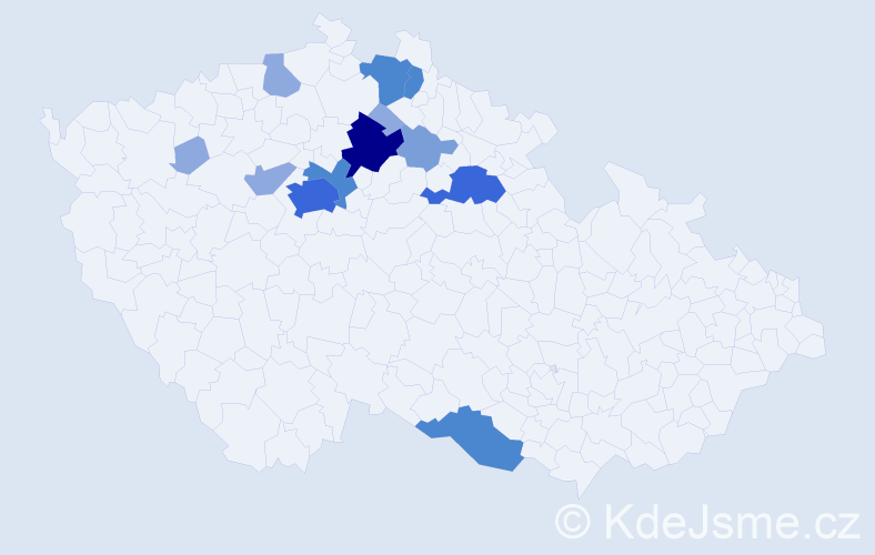 Příjmení: 'Bacovský', počet výskytů 33 v celé ČR