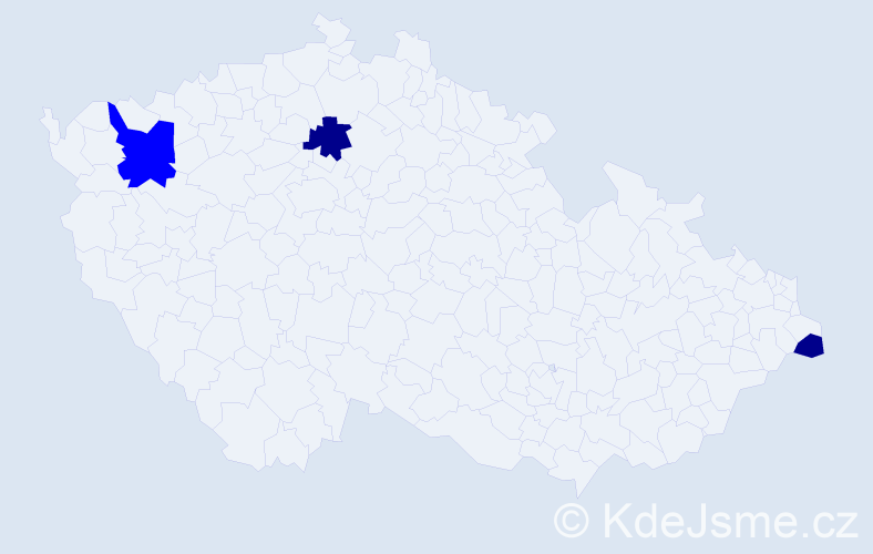 Příjmení: 'Benčiková', počet výskytů 5 v celé ČR