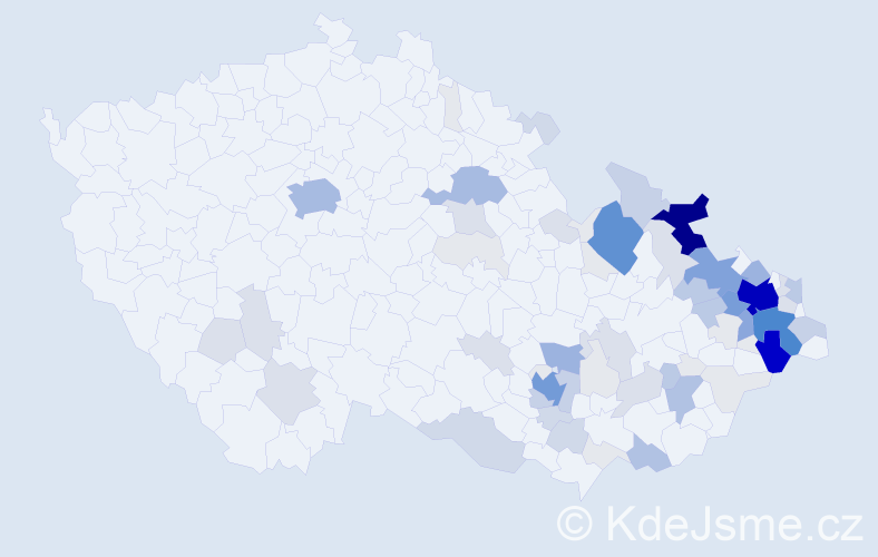 Příjmení: 'Kurečka', počet výskytů 344 v celé ČR