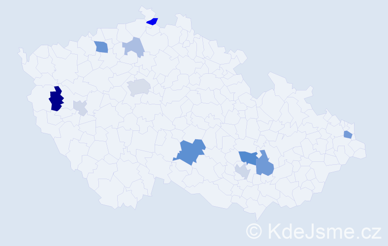 Příjmení: 'Hlaváčiková', počet výskytů 27 v celé ČR