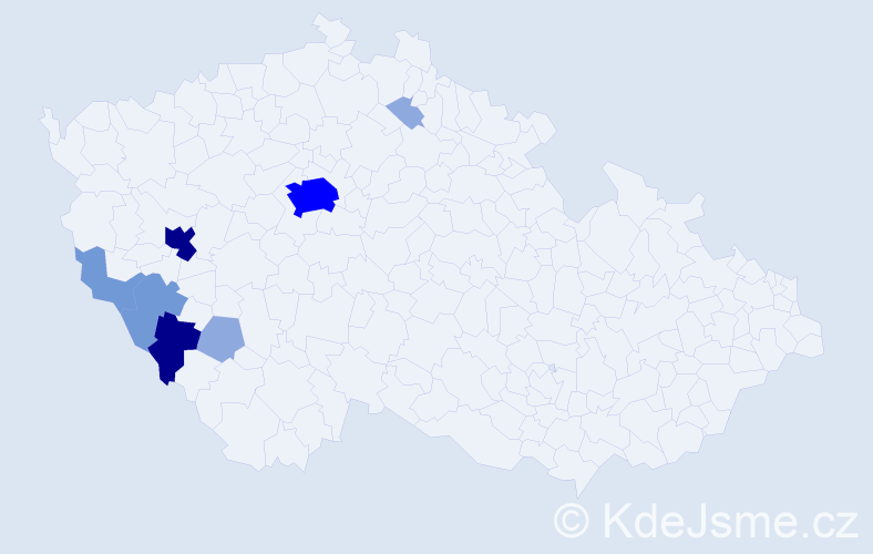 Příjmení: 'Pádecká', počet výskytů 22 v celé ČR