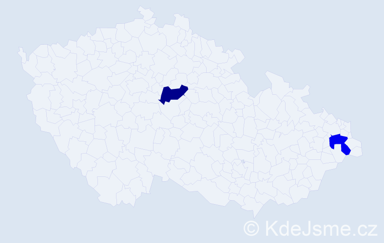 Příjmení: 'Bˇk', počet výskytů 2 v celé ČR