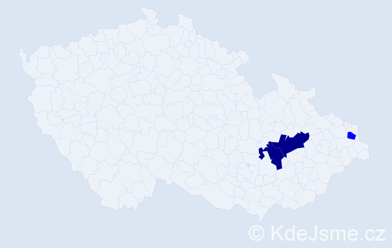 Příjmení: 'Kardohelyi', počet výskytů 5 v celé ČR