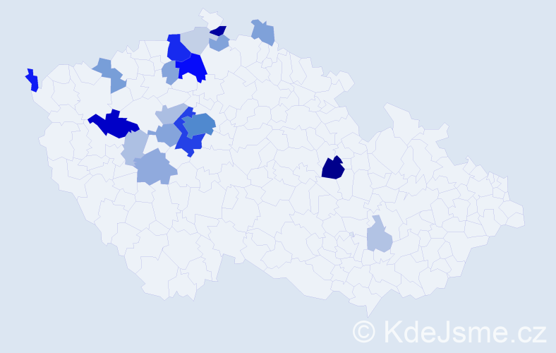 Příjmení: 'Kohák', počet výskytů 100 v celé ČR