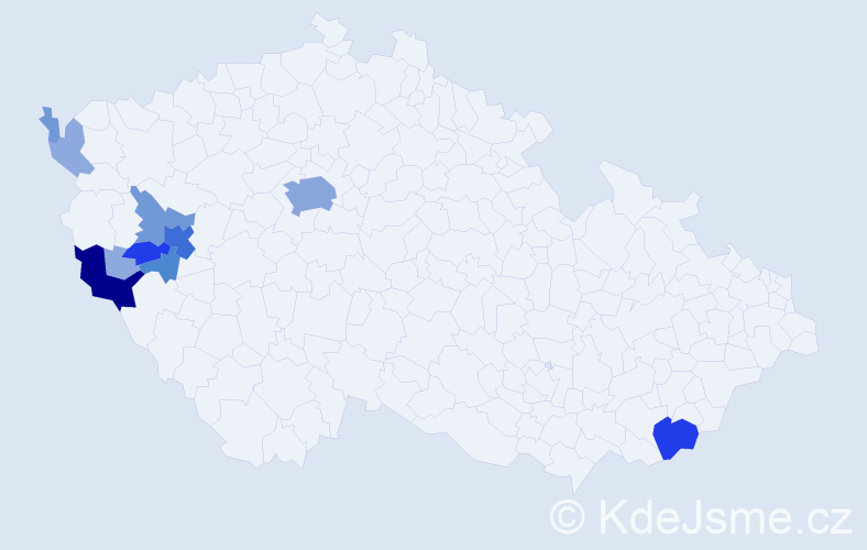 Příjmení: 'Bohmannová', počet výskytů 40 v celé ČR