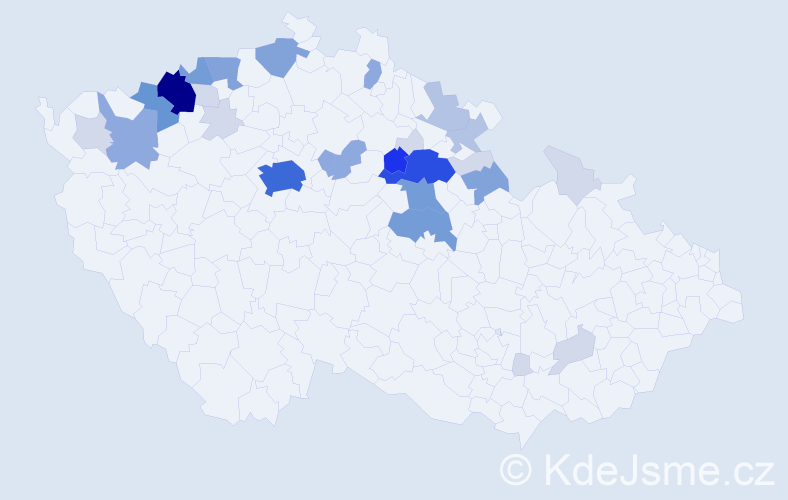 Příjmení: 'Leden', počet výskytů 103 v celé ČR