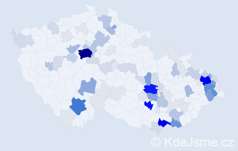 Příjmení: 'Kočvarová', počet výskytů 338 v celé ČR