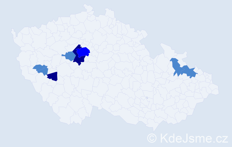 Příjmení: 'Dětková', počet výskytů 13 v celé ČR