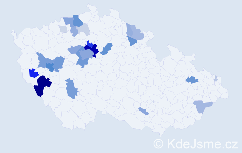 Příjmení: 'Hořánek', počet výskytů 116 v celé ČR