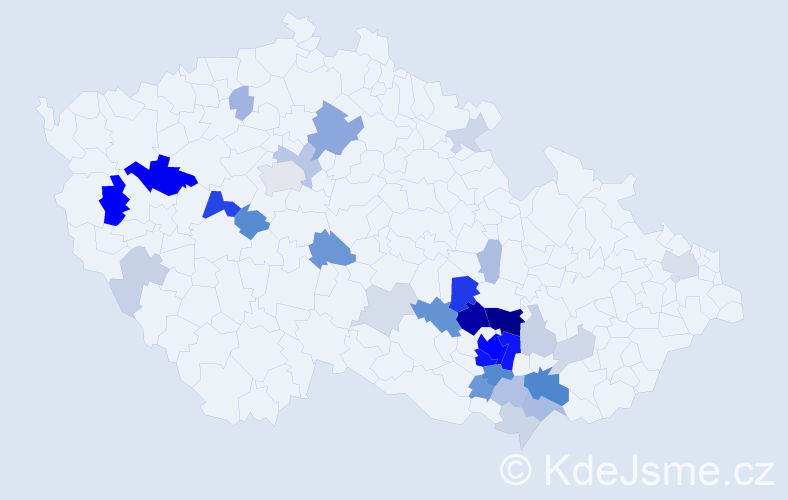 Příjmení: 'Knecht', počet výskytů 122 v celé ČR