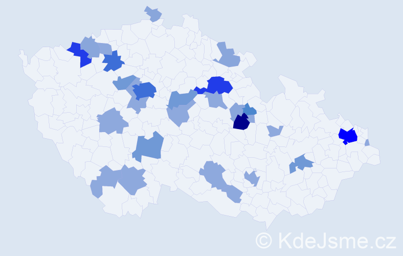 Příjmení: 'Síčová', počet výskytů 75 v celé ČR