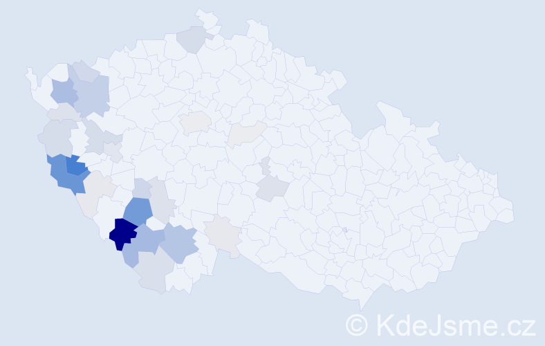 Příjmení: 'Frček', počet výskytů 122 v celé ČR