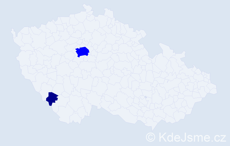 Příjmení: 'Kotsa', počet výskytů 5 v celé ČR