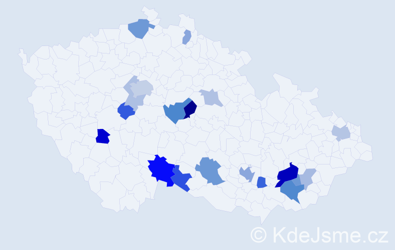 Příjmení: 'Klem', počet výskytů 39 v celé ČR