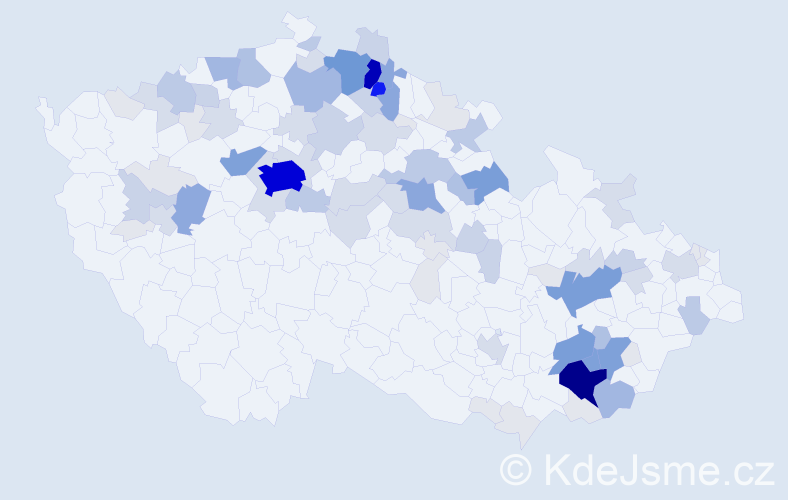 Příjmení: 'Daníčková', počet výskytů 371 v celé ČR