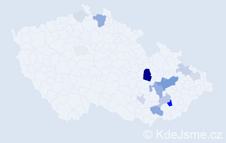 Příjmení: 'Kühr', počet výskytů 50 v celé ČR