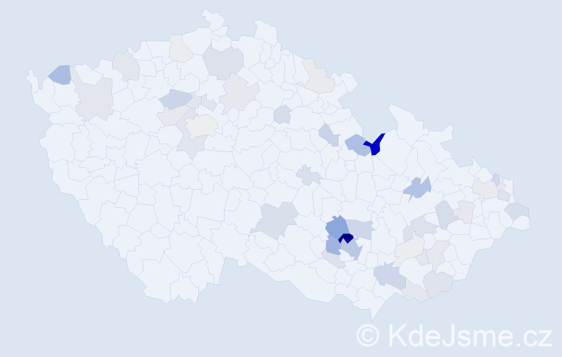 Příjmení: 'Pacek', počet výskytů 144 v celé ČR