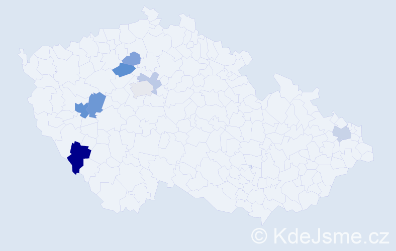 Příjmení: 'Lybavka', počet výskytů 19 v celé ČR