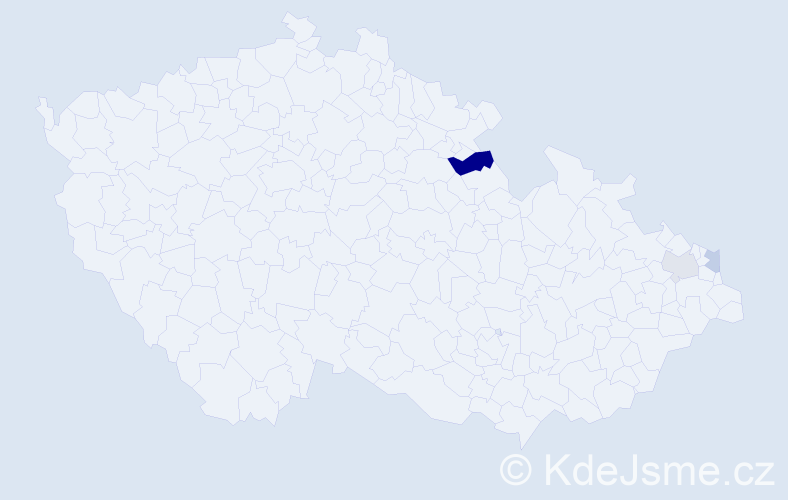 Příjmení: 'Matyasiková', počet výskytů 5 v celé ČR