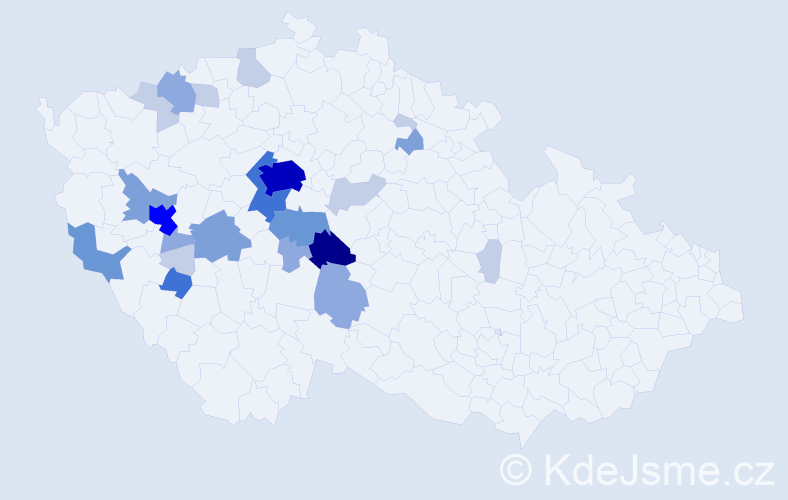 Příjmení: 'Zrno', počet výskytů 75 v celé ČR