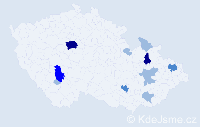 Příjmení: 'Nebes', počet výskytů 21 v celé ČR