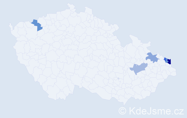 Příjmení: 'Vyslucha', počet výskytů 9 v celé ČR