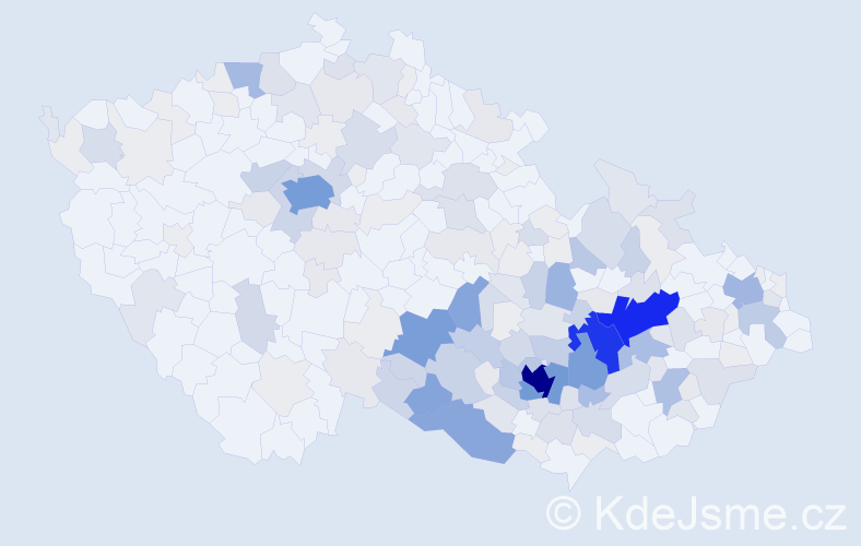 Příjmení: 'Kaláb', počet výskytů 831 v celé ČR