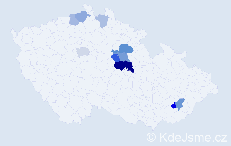 Příjmení: 'Ligr', počet výskytů 21 v celé ČR
