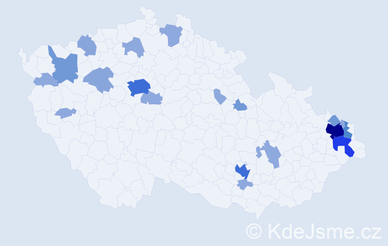 Příjmení: 'Marenčák', počet výskytů 55 v celé ČR