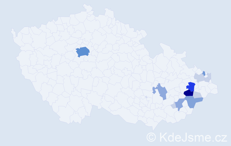Příjmení: 'Kunetek', počet výskytů 41 v celé ČR