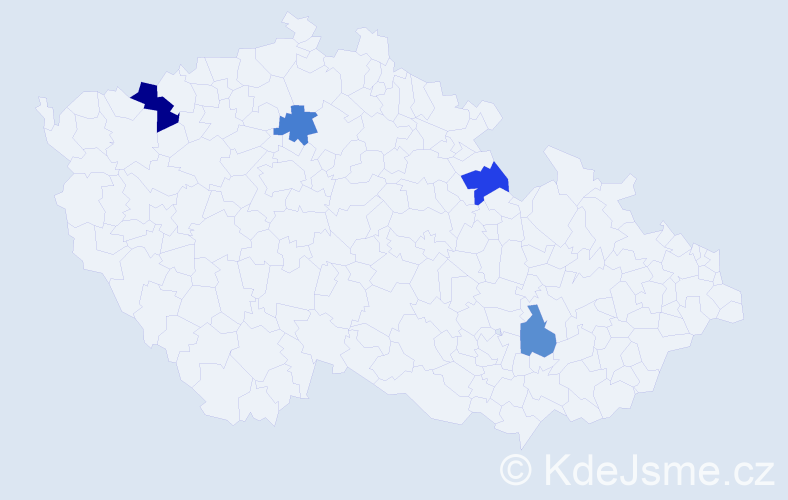 Příjmení: 'Vraniaková', počet výskytů 5 v celé ČR