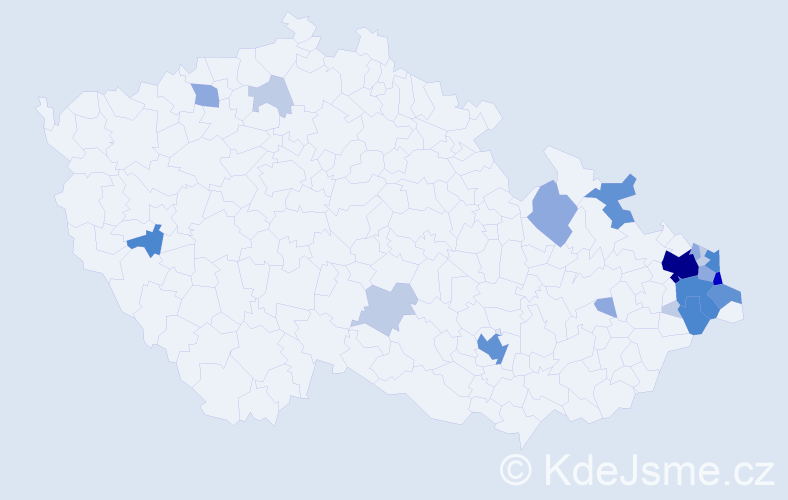 Příjmení: 'Ledvoňová', počet výskytů 65 v celé ČR