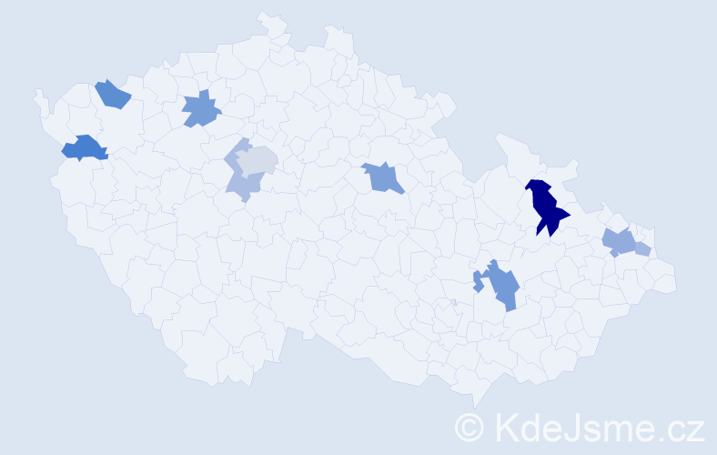 Příjmení: 'Hic', počet výskytů 18 v celé ČR
