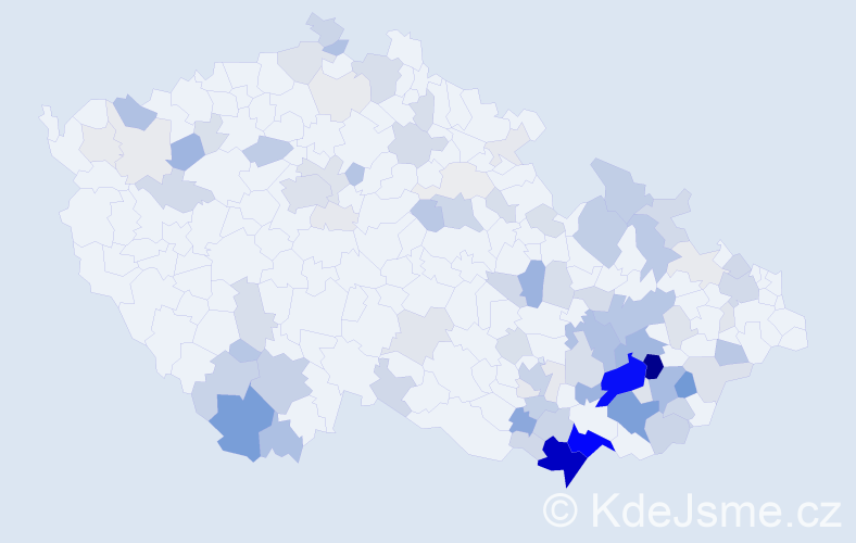 Příjmení: 'Úlehla', počet výskytů 347 v celé ČR