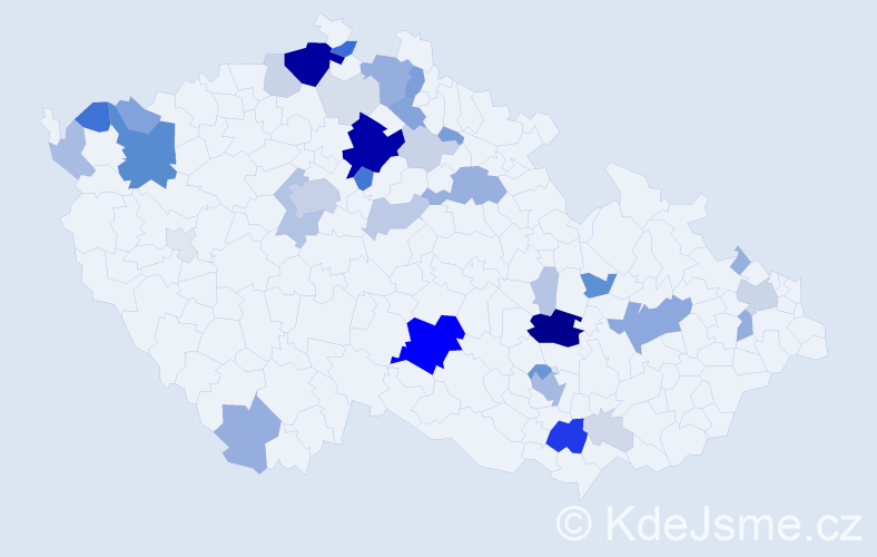 Příjmení: 'Huk', počet výskytů 168 v celé ČR