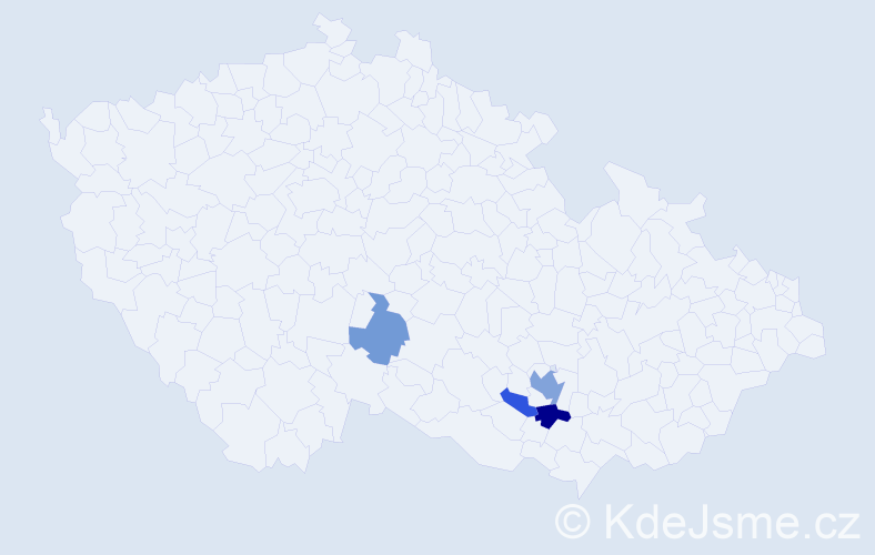 Příjmení: 'Puttnerová', počet výskytů 8 v celé ČR