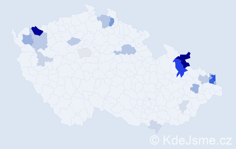 Příjmení: 'Balická', počet výskytů 77 v celé ČR