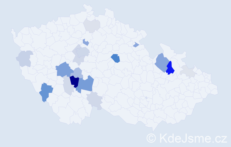 Příjmení: 'Tatoušek', počet výskytů 62 v celé ČR