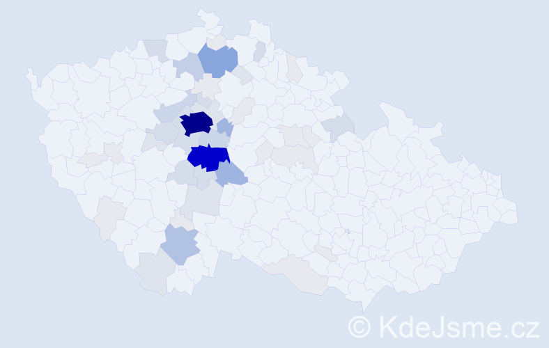 Příjmení: 'Žížala', počet výskytů 206 v celé ČR