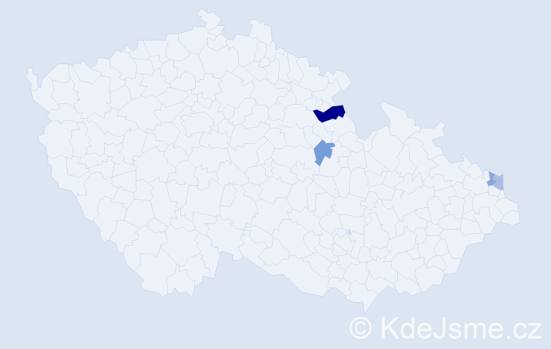 Příjmení: 'Cyronová', počet výskytů 5 v celé ČR