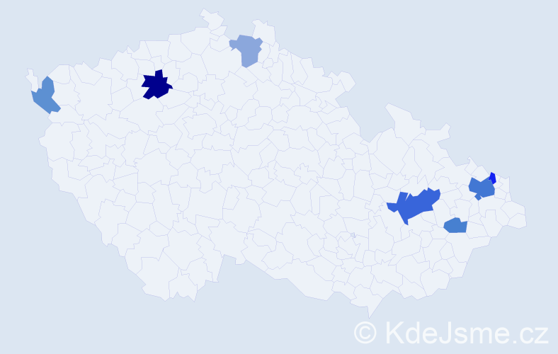 Příjmení: 'Mocňáková', počet výskytů 14 v celé ČR