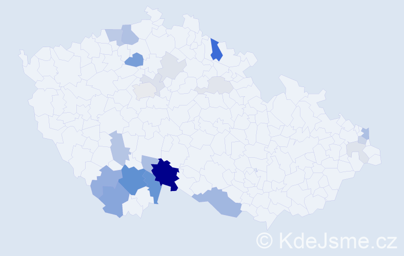 Příjmení: 'Kandlová', počet výskytů 72 v celé ČR