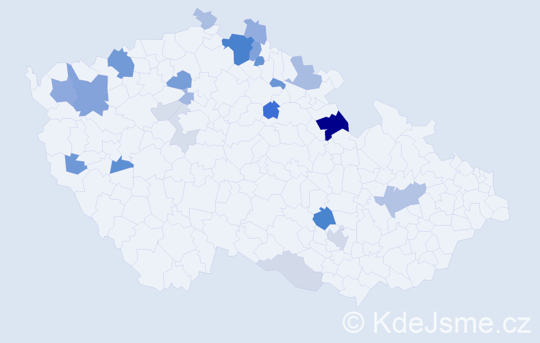 Příjmení: 'Hillebrand', počet výskytů 58 v celé ČR
