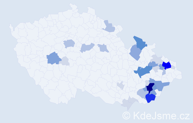 Příjmení: 'Hefková', počet výskytů 110 v celé ČR