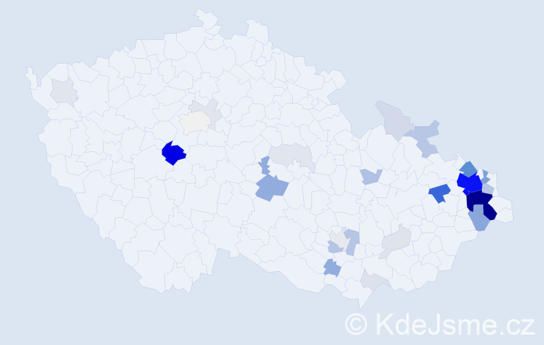 Příjmení: 'Hranický', počet výskytů 146 v celé ČR