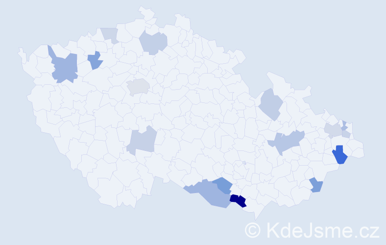 Příjmení: 'Bujnová', počet výskytů 26 v celé ČR